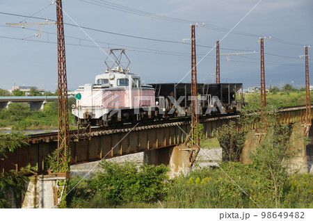 富山地方鉄道 常願寺川鉄橋 工事列車デキ12021 98649482