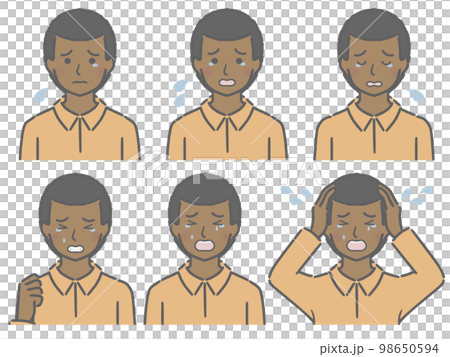 Strength of crying expression Young black man 98650594