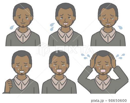 泣く表情の強弱　中年の黒人男性 98650600