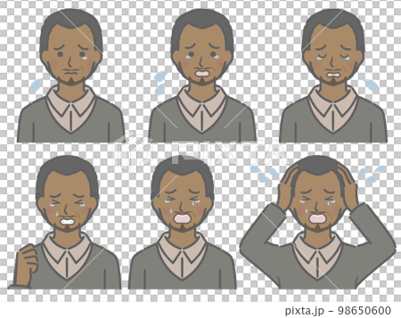 泣く表情の強弱　中年の黒人男性 98650600