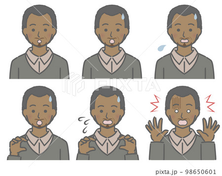 驚く表情の強弱　中年の黒人男性 98650601
