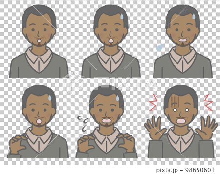驚く表情の強弱　中年の黒人男性 98650601