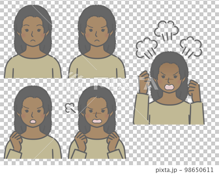 Strength of angry expression Young black woman Strength of angry expression Young black woman 98650611