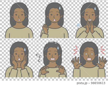 Surprised expression strength young black woman 98650613