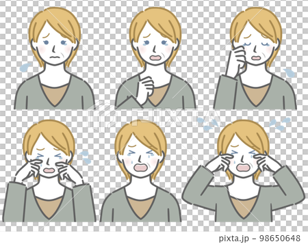 泣く表情の強弱　中年の白人女性 98650648