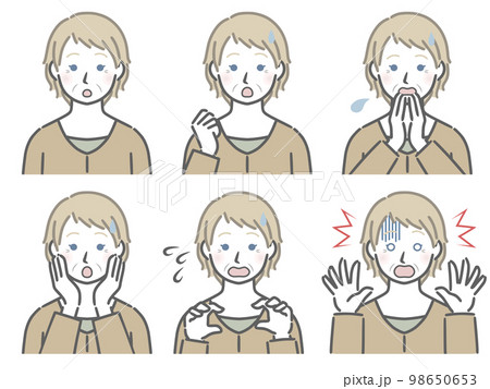 驚く表情の強弱 高齢の白人女性 驚く表情の強弱 高齢の白人女性 98650653