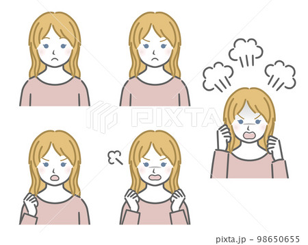 怒る表情の強弱　白人の少女 98650655