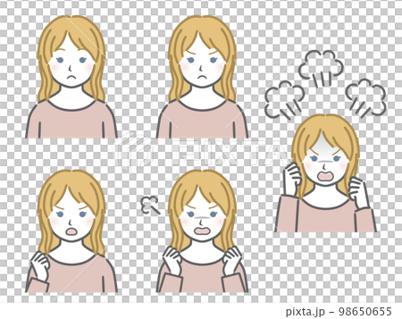怒る表情の強弱　白人の少女 98650655