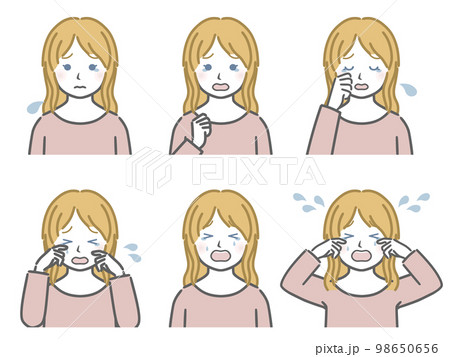 泣く表情の強弱　白人の少女 98650656