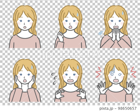 驚く表情の強弱　白人の少女 98650657