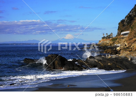 冨嶽三十六景･房州保田ノ海岸　1月鋸南町13富士山と保田海岸 98650883