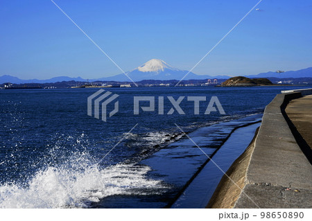 冨嶽三十六景・上総ノ海路 1月富津92富士山と第一第二海堡・富津岬 冨嶽三十六景・上総ノ海路 1月富津92富士山と第一第二海堡・富津岬 98650890