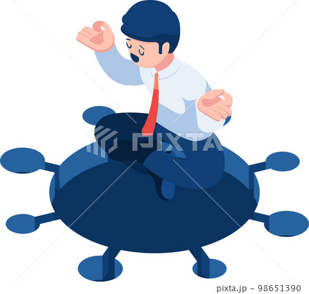 Isometric Businessman Doing Meditation Over...のイラスト素材 [98651390] - PIXTA