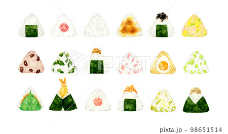 おにぎりのセット 和食の手描き水彩イラスト素材集 おにぎりのセット 和食の手描き水彩イラスト素材集 98651514