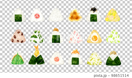 おにぎりのセット 和食の手描き水彩イラスト素材集 おにぎりのセット 和食の手描き水彩イラスト素材集 98651514
