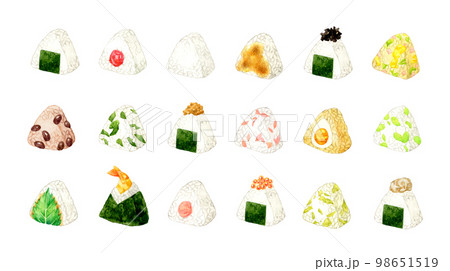 おにぎりのセット 和食の手描き水彩イラスト素材集 おにぎりのセット 和食の手描き水彩イラスト素材集 98651519