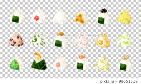 おにぎりのセット 和食の手描き水彩イラスト素材集 おにぎりのセット 和食の手描き水彩イラスト素材集 98651519