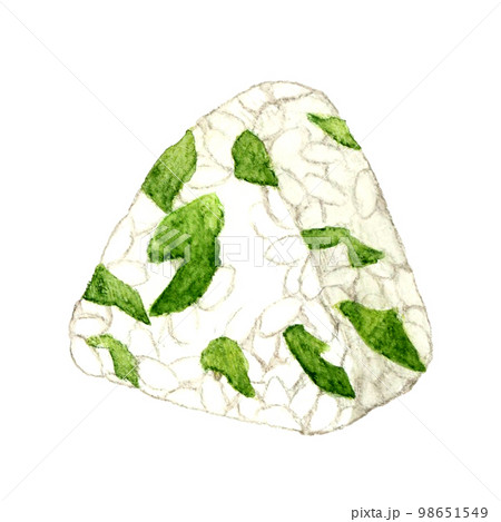 わかめごはんのおにぎり 和食の手描き水彩イラスト素材 わかめごはんのおにぎり 和食の手描き水彩イラスト素材 98651549