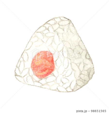 明太子（たらこ）おにぎり　和食の手描き水彩イラスト素材 98651565