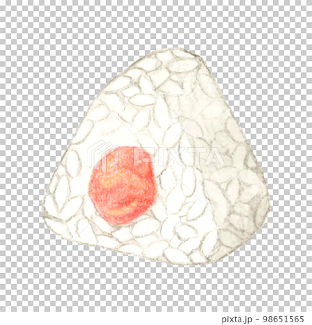 明太子（たらこ）おにぎり　和食の手描き水彩イラスト素材 98651565