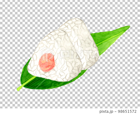 笹の葉に乗った明太子(たらこ)おにぎり 和食の手描き水彩イラスト素材 笹の葉に乗った明太子(たらこ)おにぎり 和食の手描き水彩イラスト素材 98651572