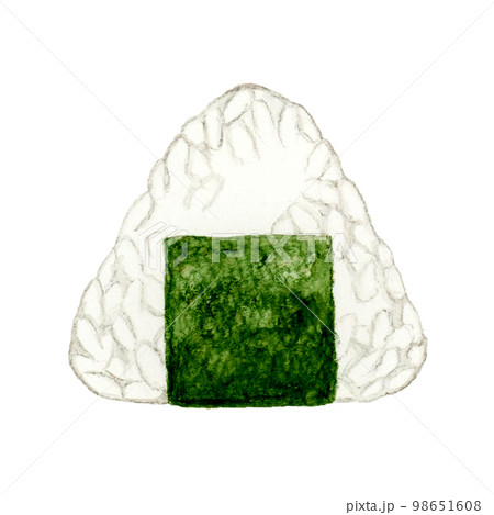海苔巻きおにぎり 和食の手描き水彩イラスト素材 海苔巻きおにぎり 和食の手描き水彩イラスト素材 98651608