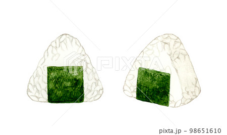 海苔巻きおにぎり 和食の手描き水彩イラスト素材 海苔巻きおにぎり 和食の手描き水彩イラスト素材 98651610