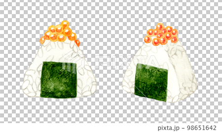 いくらのおにぎり 和食の手描き水彩イラスト素材 いくらのおにぎり 和食の手描き水彩イラスト素材 98651642