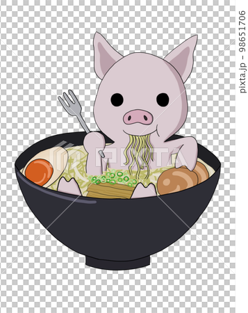 自分自身（豚）で出汁を取ってラーメンを食べる（通常4・デフォルメ） 98651706