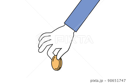 コインを持つシンプルな手のイラスト 98651747