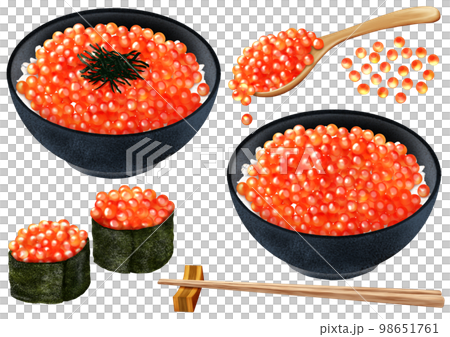 Salmon roe bowl and salmon roe warship 98651761