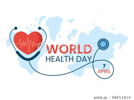 World Health Day on April 7th Illustration with Earth and HealthCare for Web Banner or Landing Page in Flat Cartoon Hand Drawn Templates 98651814