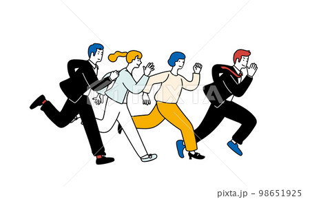 走るビジネスパーソンのシンプルなイラスト 走るビジネスパーソンのシンプルなイラスト 98651925