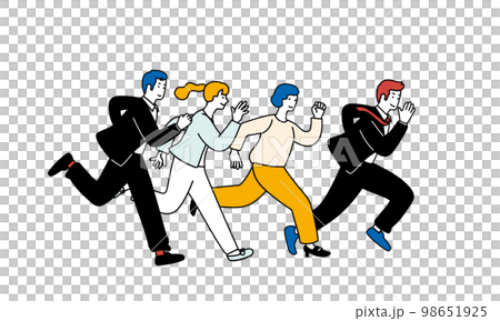 走るビジネスパーソンのシンプルなイラスト 走るビジネスパーソンのシンプルなイラスト 98651925