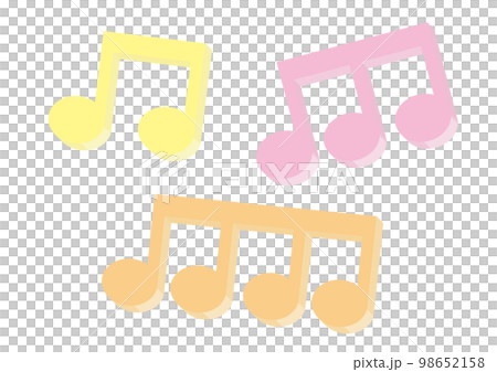 黃色彩色光束音符（八分音符）3D 98652158