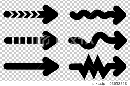 直線和點狀、波浪狀和鋸齒狀箭頭的黑色 98652838