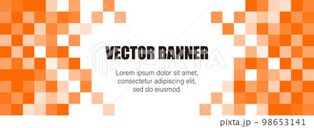 明るいオレンジのブロックパターンでランダムに描かれた背景画像。ヘッダー、バナー、タイトル用。 98653141