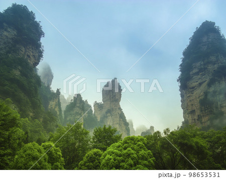 中国湖南省張家界 武陵源風景区の奇岩群 / Zhangjiajie, China 98653531