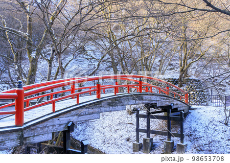 伊香保温泉　河鹿橋　雪景色　冬景色 98653708