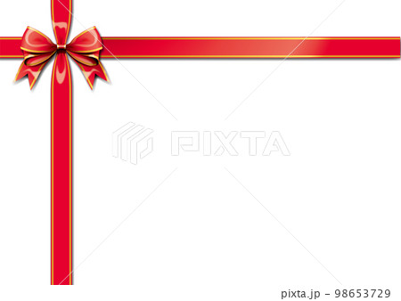 華やかな赤いリボンの飾りフレーム 98653729