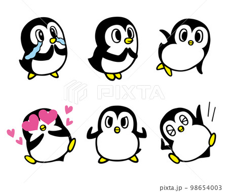 かわいいペンギンキャラクターセット4(感動、ラブ、ガッツポーズ、 ヤッター 他) 98654003