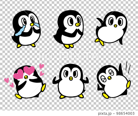 Cute penguin character set 4 (impression, love, guts pose, yatter, etc.) 98654003