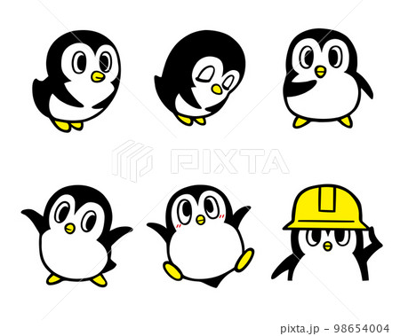 かわいいペンギンキャラクターセット5　(お辞儀、おまかせ、ばんざい、安全第一 他) 98654004