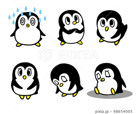 かわいいペンギンキャラクターセット6　(あせる、考える、困る、悩む 他) 98654005