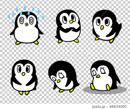 かわいいペンギンキャラクターセット6　(あせる、考える、困る、悩む 他) 98654005