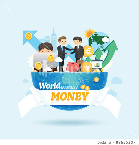world business economy. Global finance Infographic. Flat icons design elements.money Concept.Vector 98655307