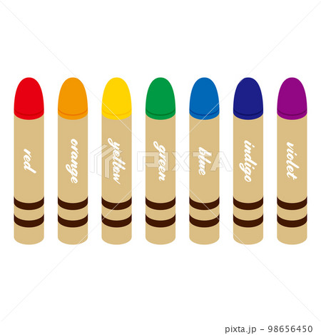 クレヨン7色ページ 7色のクレヨンのベクターイラストセットのイラスト素材 [98656450] - PIXTA