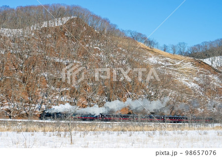 釧路湿原を行くSL冬の湿原号 釧路湿原を行くSL冬の湿原号 98657076