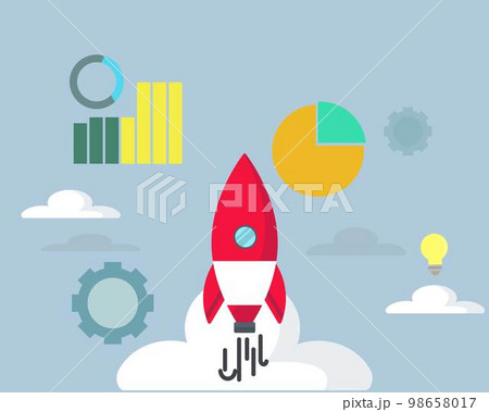 ロケットと科学、エンジニア。研究。ベクターイラスト 98658017