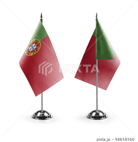 Small national flags of the Portugal on a white background 98658560